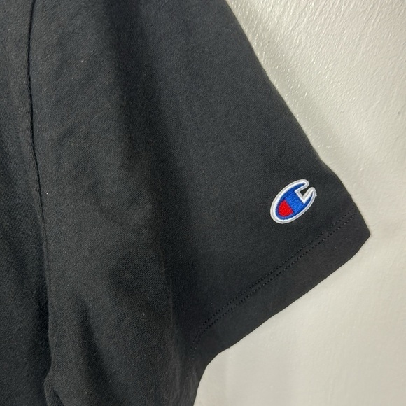 Champion Men's Fitted L Short Sleeve Crew Tee Shirt Black 100% Cotton - Picture 7 of 11